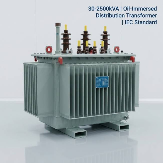 30-2500kVA S11 oil immersed distribution transformer full front view
